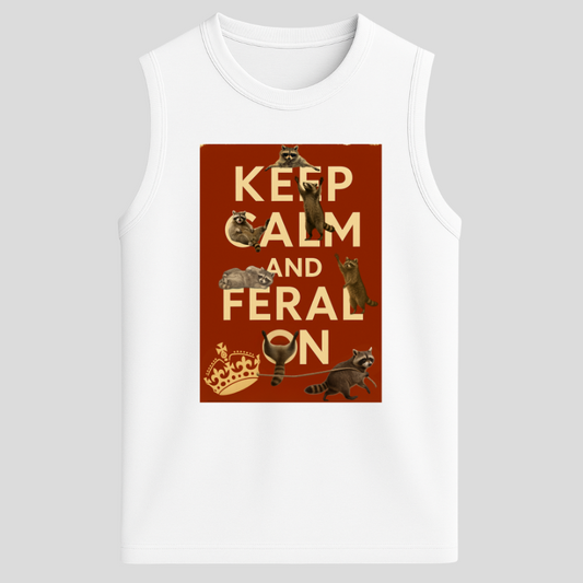 Keep Calm and Feral On Raccoon Tank – Men’s Relaxed Fit Graphic Tank Top | 32° Cooltech Performance Fabric