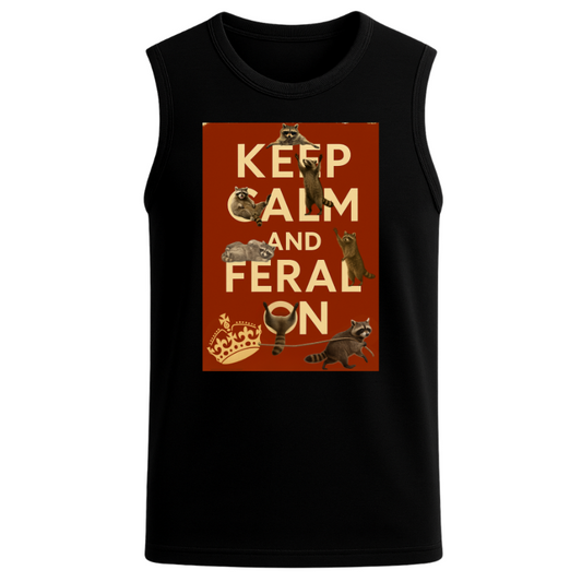 Keep Calm and Feral On Raccoon Tank – Men’s Relaxed Fit Graphic Tank Top | 32° Cooltech Performance Fabric